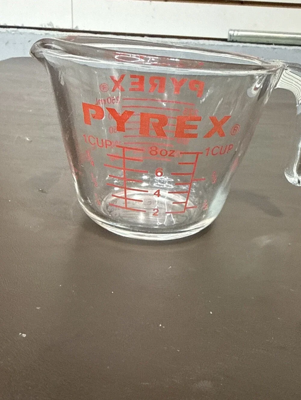 PYREX Vintage Measuring 1 Cup Glass‎ 8oz RED Lettering USA Model 508 Corning NY